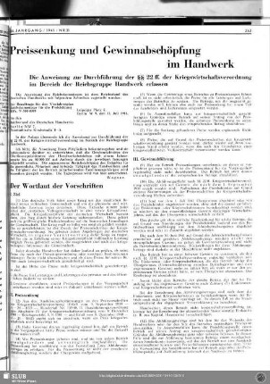Preissenkung und Gewinnabschöpfung im Handwerk