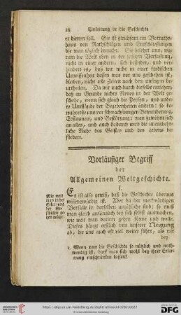 Vorläufiger Begriff der Allgemeinen Weltgeschichte