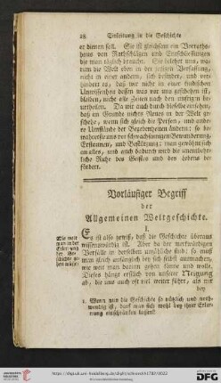 Vorläufiger Begriff der Allgemeinen Weltgeschichte
