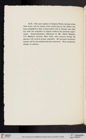 N. B.—The Next Number of Camera Work [untitled text]