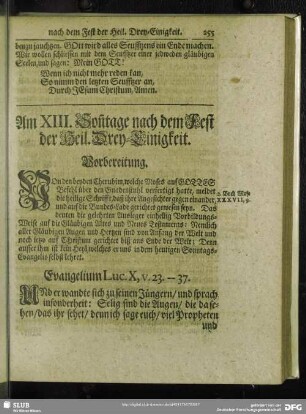 Am XIII. Son[n]tage nach dem Fest der Heil. Drey-Einigkeit