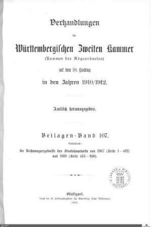 2,119: Landtag Württemberg - Kammer 2, Beilagen 1910-1912, Bd. 1