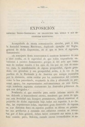 Exposición especial Ibero-Americana de productos del suelo y sus industrias derivadas