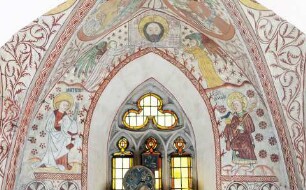 Die Heiligen Vinzenz und Oswald und Schweißtuch der Veronika, von Engeln hochgehalten