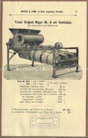 Trieur mit Speisewalze und Rüttelwerk Nr. 6 mit Ventilation