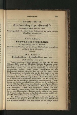 Zweites Reich. Einsamenlappige Gewächse.
