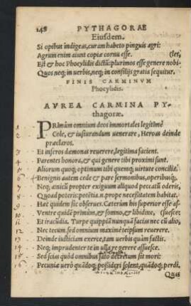 Aurea Carmina Pythagorae.