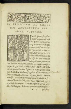 In Epistolam Ad Romanos Argumentum Per Eras. Roterod.