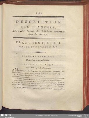 Description Des Planches, Suivant l'ordre des Matières contenues dans le discours