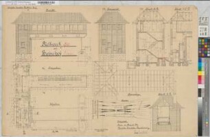Stellwerk "Sib" auf Bahnhof Sinsen: Grundrisse, Ansichten, Schnitte, Sparrenlage, M. 1:50 Hgs, Sknr.: 2, Fanr.: 4, Bunr.: 1