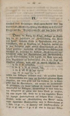 IX. Urthel des Leipziger Schöppenstuhls ...