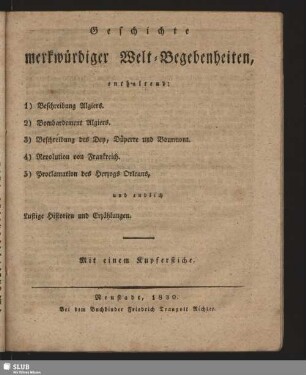 Geschichte merkwürdiger Welt-Begebenheiten