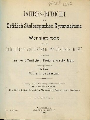 Jahresbericht. 1886/87