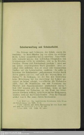 I. Schulverwaltung und Schulaufsicht