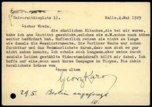 G. Karo an W. Wrede