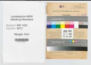 Entnazifizierung Kurt Manger , geb. 13.09.1884 (Obersteuersekretaer)