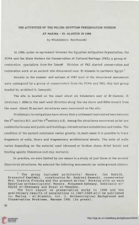 2: The activities of polish-egyptian preservation mission at Marina-el-Alamein in 1988