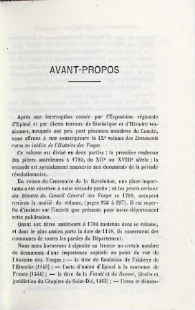 Documents rares ou inédits de l'histoire des Vosges, 9