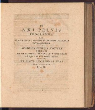 II. De Axi Pelvis