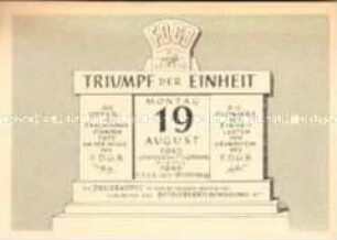 Postkarte zum einjährigen Bestehen des Freien Deutschen Gewerkschaftbundes Leipzig am 19. August 1946
