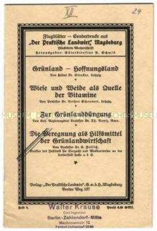 Vorträge über Grünland-, Wiesen- und Weidenhaltung