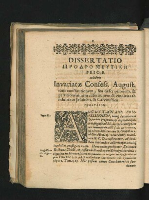 Dissertatio Prodromeutike Prior exhibens Invariatae Confess. August. tum constitutionem ...