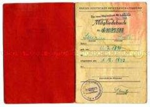 Mitgliedsbuch FDGB von Fritz Lensin