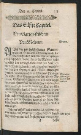 Das Eilffte Capitel. Von Garten-früchten.