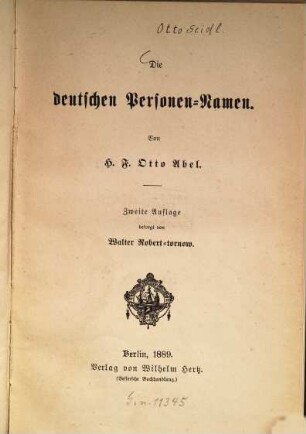 Die deutschen Personen-Namen