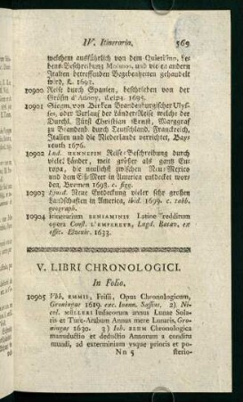 V. Libri Chronologici