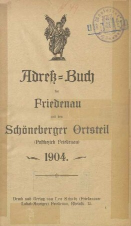 1904: Adreß-Buch für Friedenau und den Schöneberger Ortsteil : (Postbezirk Friedenau)