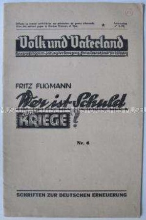 Kriegsgefangenen-Zeitung "Volk und Vaterland" zur Frage der Kriegsschuld