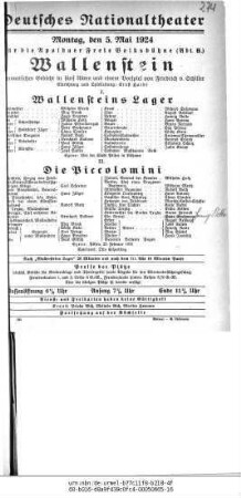 Wallenstein [Wallensteins Lager; Die Piccolomini]