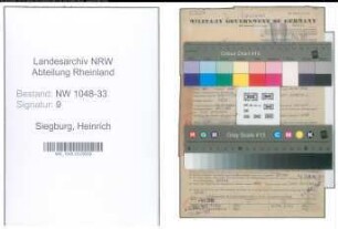 Entnazifizierung Heinrich Siegburg , geb. 28.06.1896 (Lehrer)