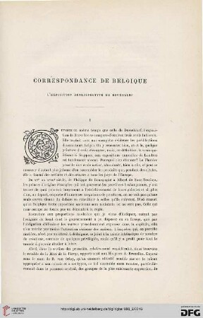 2. Pér. 34.1886: L' exposition rétrospective de Bruxelles, [1] : correspondance de Belgique