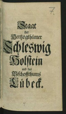Staat der Hertzogthümer Schleswig Holstein und des Bischoffthums Lübeck