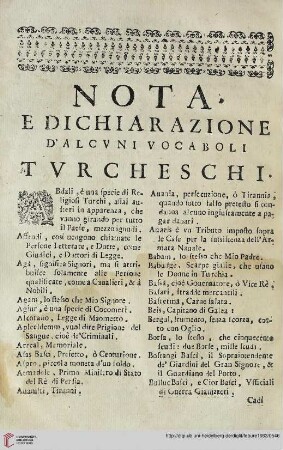 Nota e dichiarazione d'alcuni vocaboli turcheschi