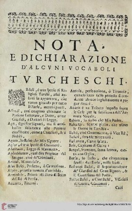 Nota e dichiarazione d'alcuni vocaboli turcheschi