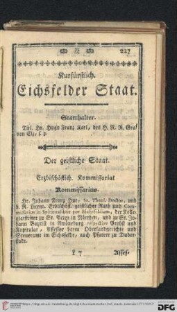 Kurfürstlich. Eichsfelder Staat