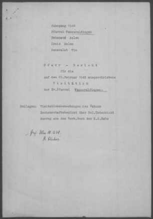 Wasseralfingen mit Hofen (Aalen): Pfarrbericht 1948