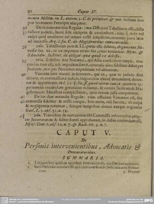 Caput V. De Personis intervenientibus, Advocatis & Procuratoribus