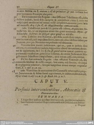 Caput V. De Personis intervenientibus, Advocatis & Procuratoribus