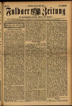 Erste Ausgabe vom Samstag, den 27. Juli 1895.