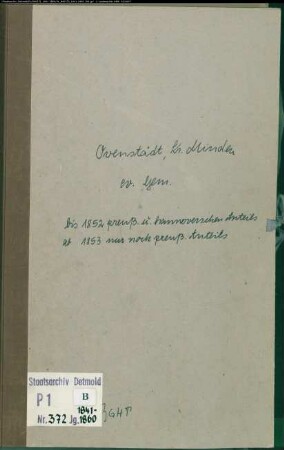 KIrchenbuchduplikat der evangelischen Gemeinde Ovenstädt, Kreis Minden (GHT 1841-1860) (Gemeinde: Evangelische Gemeinde Ovenstädt)