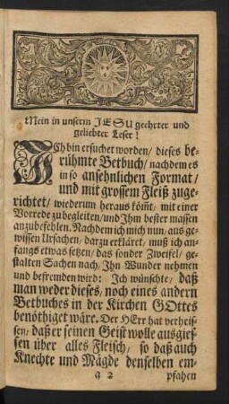 Mein in unserm JESU geehrter und geliebter Leser!