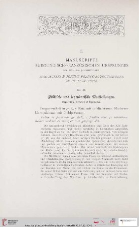 II. Manuscripte burgundisch-französischen Ursprunges XIV. und XV. Jahrhundert (Nr. 28 - 34)