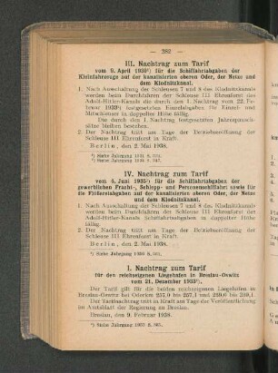IV. Nachtrag zum Tarif
