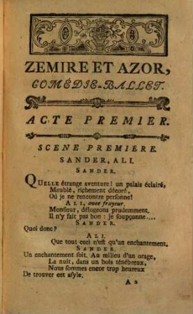 Zemire Et Azor : Comédie-Ballet En Vers En Quatre Actes, Mêlée De Chants Et De Danses