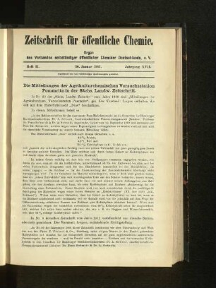 Die Mitteilungen der Agrikulturchemischen Versuchsstation Pommritz in der Sächs. Landw. Zeitschrift