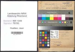 Entnazifizierung Jean Huetten , geb. 24.10.1902 (Tischler)